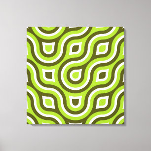 Toile Funky Wild Circle Rétro Motif Lime Vert Blanc