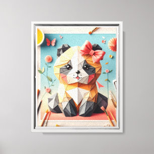 Toile Funny Chat origami MUR ART