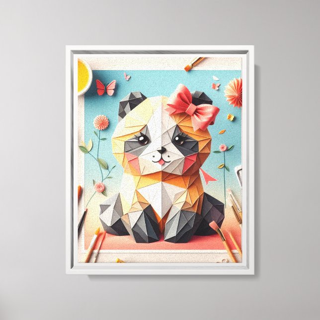 Toile Funny Chat origami MUR ART (Recto)