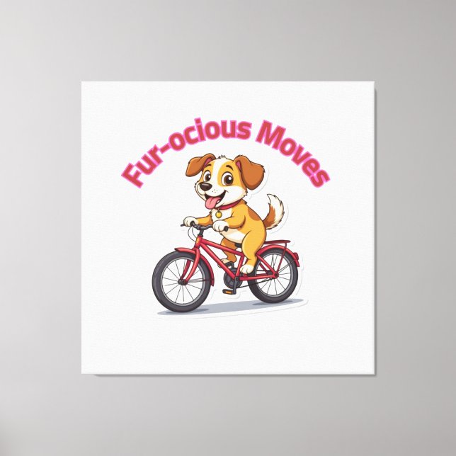 Toile **Funny Cycling Dog – Cute Dog Riding a Bicycle Il (Recto)