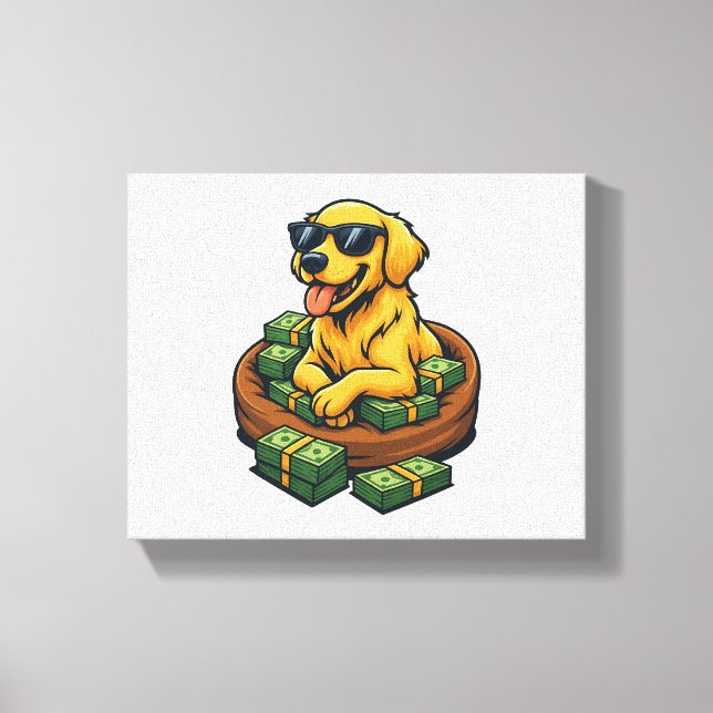 Toile Funny Dog Lover Golden Retriever Money Stack (Recto)