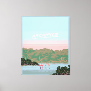 Toile Funny Four Famingo Lovers   Flamant rose Cadeaux L