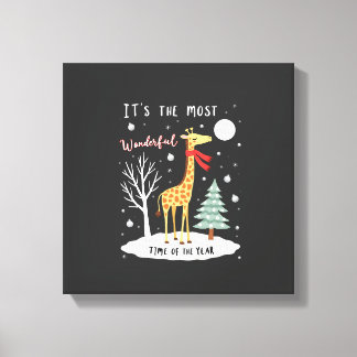 Toile Funny Giraffe The Most Wonderful Time Christmas T-