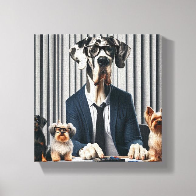 Toile Funny Great Dane Mantle de travail comptable (Recto)
