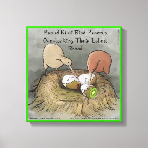 Toile Funny Kiwi Bird Parents & Fruit Canvas Imprimer