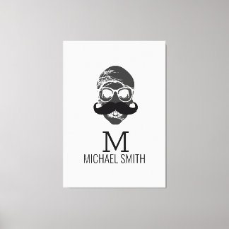 Toile Funny Mustache Monogramme #2