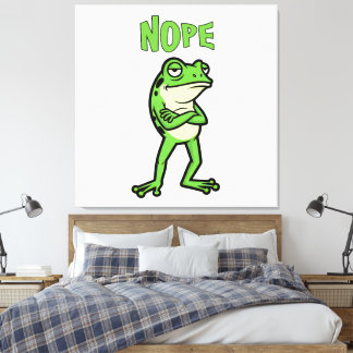 Toile Funny Sassy Frog Nope, Grumpy Toads Cartoon Illus