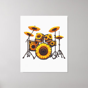 Toile Fûts Fleur de tournesol Musicien Musique Florale