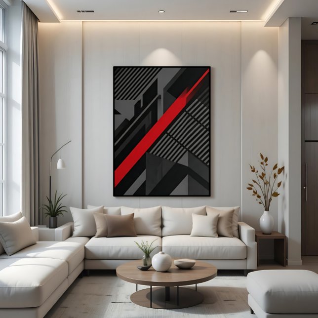 Toile Futuriste Abstrait Rouge Noir (Créateur téléchargé)