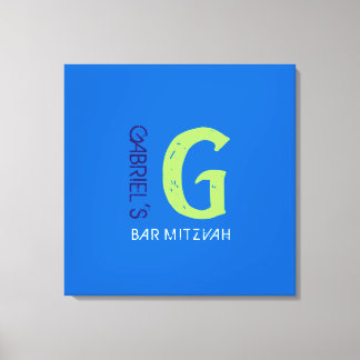Toile G Monogram Initial Bar Bat mitzvah Panneau de conn