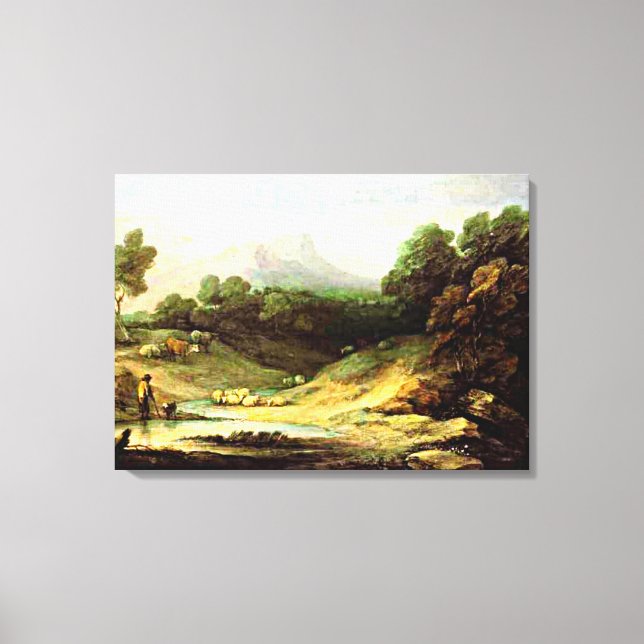 Toile Gainsborough - Paysage de montagne avec berger (Recto)