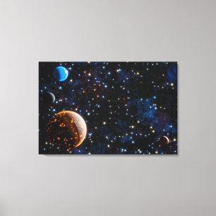 Toile Galaxie avec étoiles et planètes
