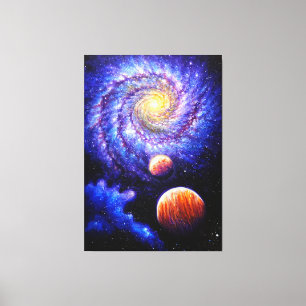 Toile Galaxie et planètes