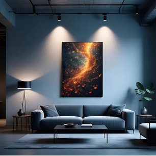 Toile Galaxie Spirale de Notes de Musique Dorées
