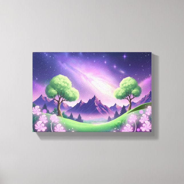Toile Galaxie Violette Rêveuse de Nuit (Recto)