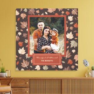 Toile Galerie de photos de famille d'automne sombre rust