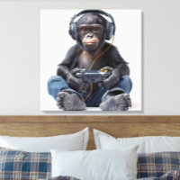 Toile Gamer Chimp Drôle Animal Art pour enfants