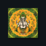 Toile Ganesha dans les fleurs de Marigold et la décorati<br><div class="desc">Ganesha dans les fleurs de Marigold et la décoration or</div>