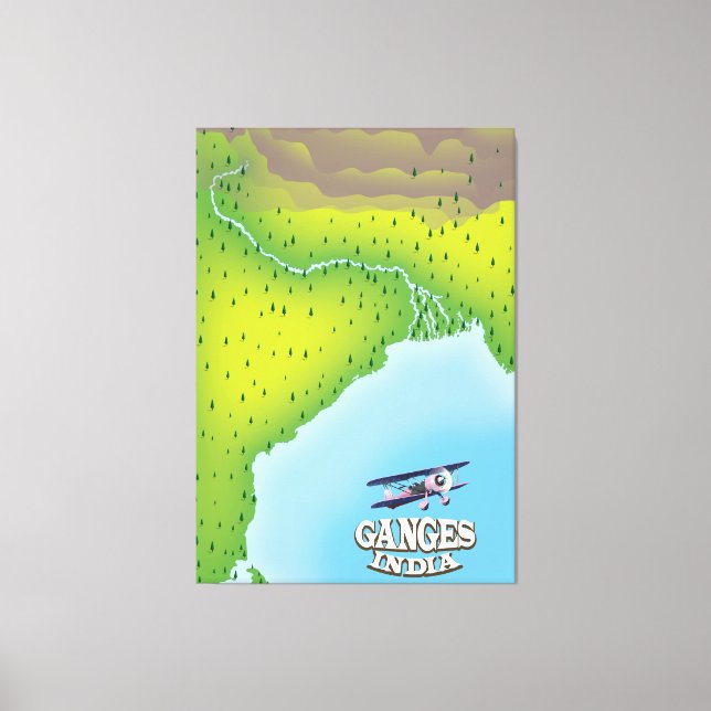 Toile Gange Inde carte affiche de voyage (Recto)