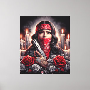Toile Gangster Girl Hip hop chicano art graphique