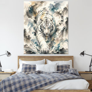 Toile Garde Spirituel du Tigre Blanc - Style encre de Ch