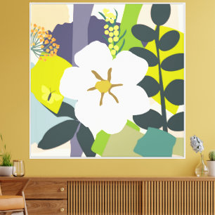 Toile Gardénia blanc Abstrait Floral Bloc de couleur Mod