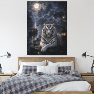Toile Gardien du port au clair de lune   Fantastique art