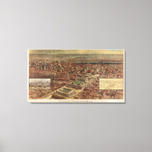 Toile Gare de Penn vintage et carte NYC environnante