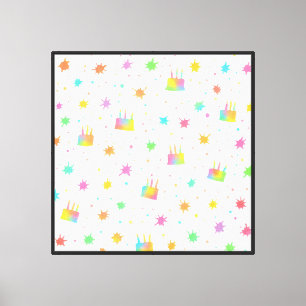 Toile Gâteau d'anniversaire à l'aquarelle arc-en-ciel pe