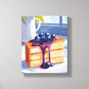 Toile Gâteau de dessert en pâtisserie myrtille aquarelle