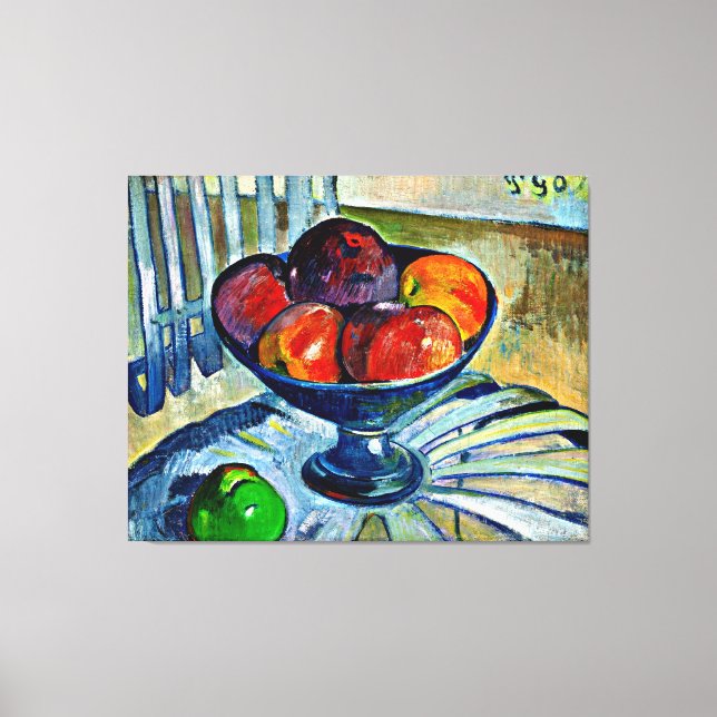 Toile Gauguin - Compotier sur une chaise de jardin (Recto)