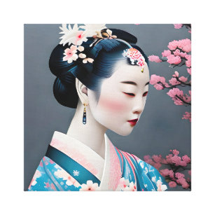 Toile Geisha Japonais Dans Un Jardin En Fleurs De Cerisi
