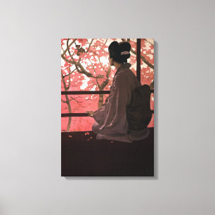 Toile Geisha japonais vintage et fleurs de cerisier