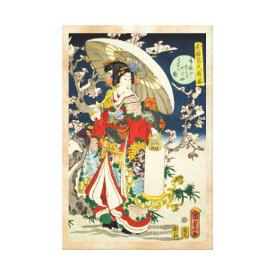 Toile Geisha vintage classique d'ukiyo-e avec le