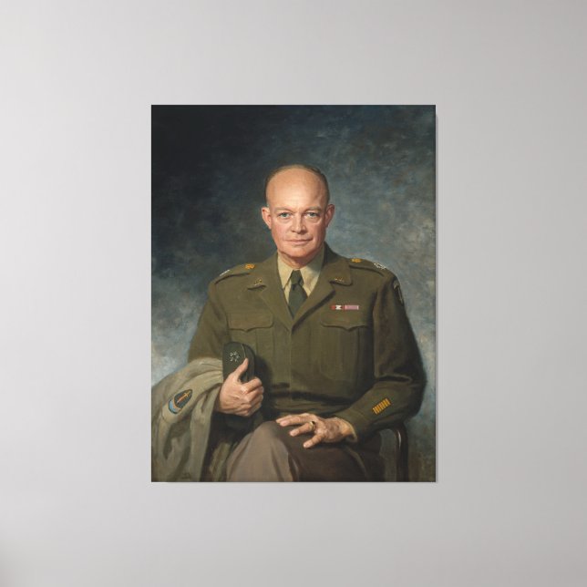 Toile Général Dwight Eisenhower Portrait peint 5 étoiles (Recto)