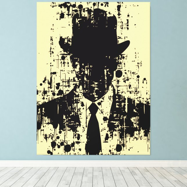 Toile Gentleman sans visage : Élégance Abstraite (Insitu (Plancher de Bois))