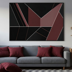 Toile Géométrie Abstraite Bourguignon et Noir