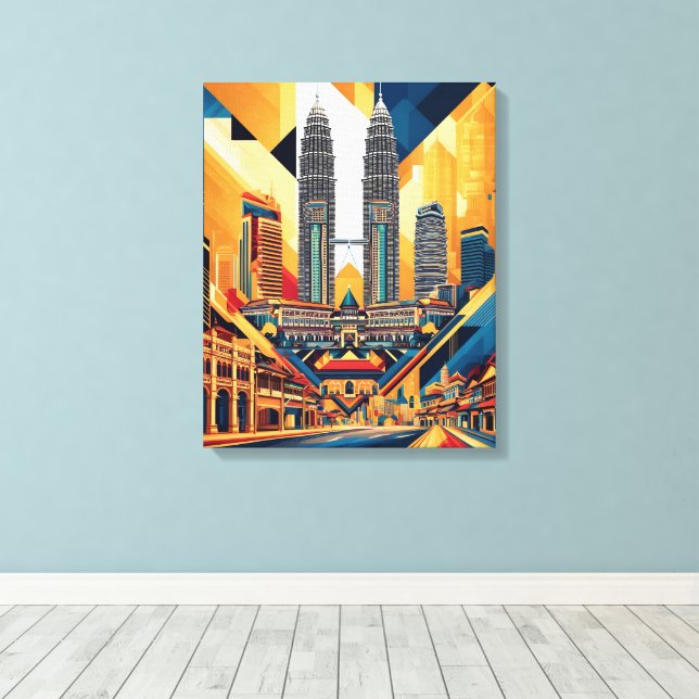 Toile Géométrie Abstraite de la ville de Malaisie (Insitu (Plancher de Bois))