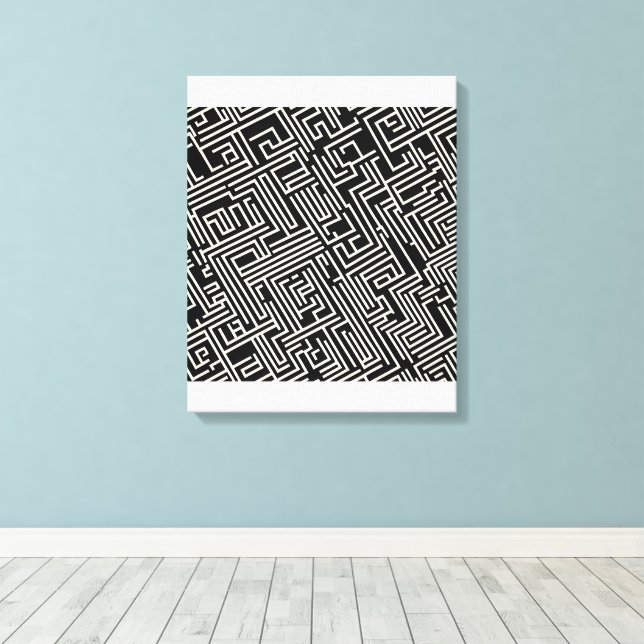 Toile Géométrie de Maze noir et blanc - Abstrait minimal (Insitu (Plancher de Bois))