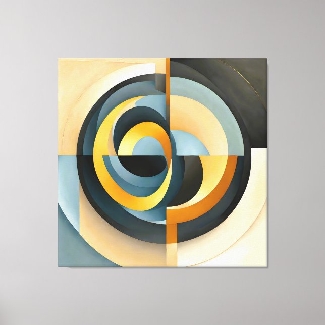 Toile Géométrie Rétro Abstraite en Cercles et Rectangles (Recto)