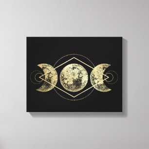 Toile Géométrie sacrée des lunes d'or
