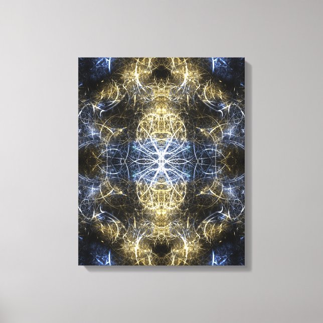 Toile Géométrie sacrée fractale d'art Plasma Doré (Recto)