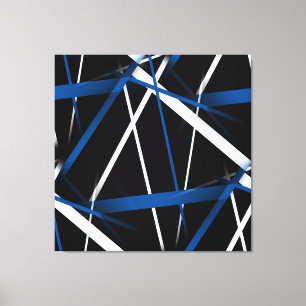 Toile Géométrie Urbaine Noir Blanc Bleu