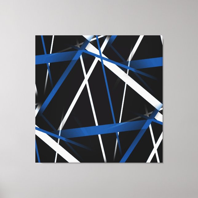 Toile Géométrie Urbaine Noir Blanc Bleu (Recto)