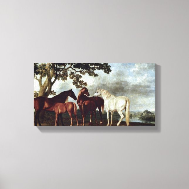 Toile George Stubbs - Mares et poulains dans un paysage (Recto)