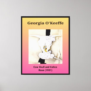 Toile Georgia O'Keeffe : Crâne de vache et Rose de Calic
