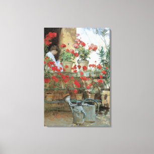 Toile Géraniums par Childe Hassam, Impressionnisme Vinta