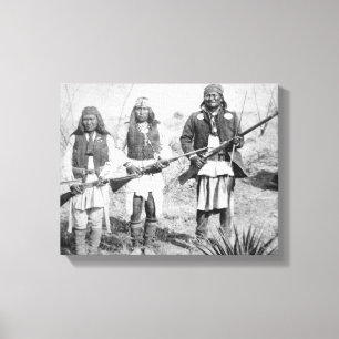 Toile Geronimo et trois de ses guerriers Apache, 1886 (b