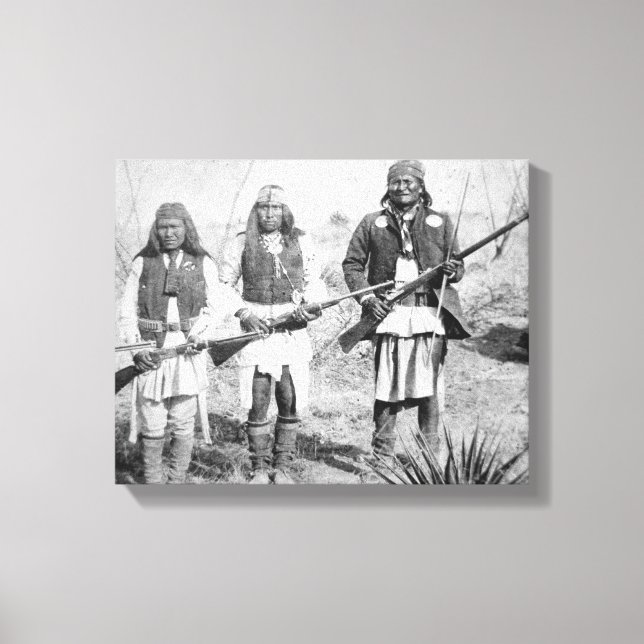 Toile Geronimo et trois de ses guerriers Apache, 1886 (b (Recto)