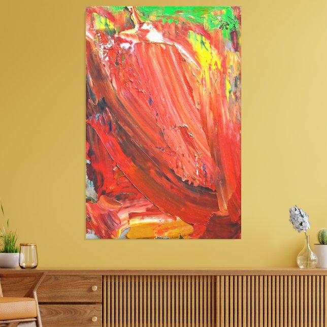 Toile Geste Vertical Abstrait en Rouge (Insitu(Salon))